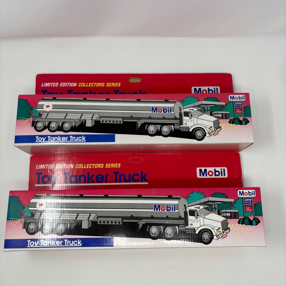 Mobil Toy Tanker Truck Lot of 2 Limited Edition Collectors Series Lights Sound